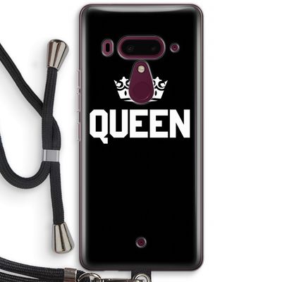 Queen zwart: HTC U12+ Transparant Hoesje met koord