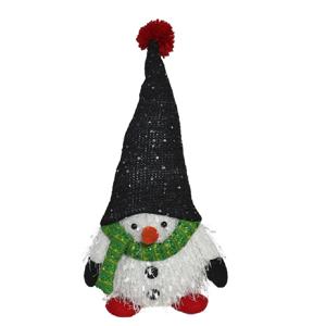 Pluche kerst gnome - sneeuwpop - H36 cm - decoratie pop - wit