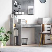 Bureau met plank Betongrijs 100 x 40 x 90 cm Bewerkt hout