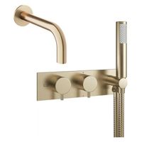 Crosswater MPRO inbouw thermostatisch badkraan horizontaal 2 functies met handdouche set met uitloop geborsteld messing (goud) sw385375/sw385438/sw454719/ - thumbnail