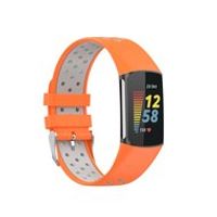FitBit Charge 5 & 6 Sportbandje met gesp - Oranje / grijs - Tweekleurig - Maat: L - thumbnail