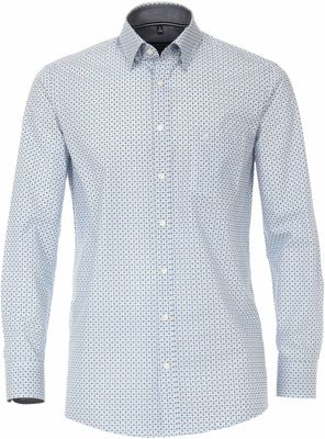 Casa Moda Heren Overhemd Blauw Poplin Kleuren Print Comfort Fit Casa Moda Heren Overhemd Blauw Poplin Kleuren Print Comfort Fit