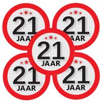 21 jaar leeftijd sticker - 15x - rond - Dia 9 cm - 21 jaar verjaardag - jubileum - leeftijd versieri