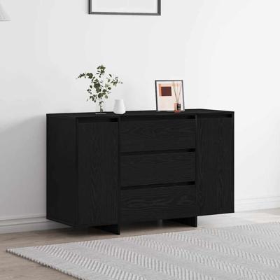Dressoir met lade Zwart eiken 120 x 41 x 75 cm Bewerkt hout