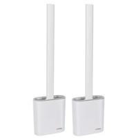 Ruhhy Silicone hygi?ne wc/toiletborstel - 2x - plat - wit - 36 cm - in houder