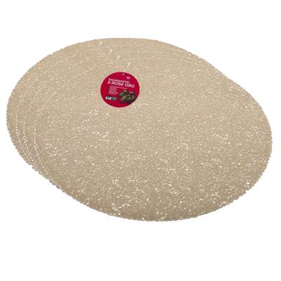 Placemat - Set van 4x stuks - goud - dia 40 cm - rond - kunststof - onderlegger - kerstdiner/diner p