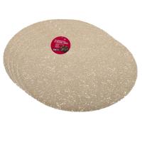 Placemat - Set van 4x stuks - goud - dia 40 cm - rond - kunststof - onderlegger - kerstdiner/diner p