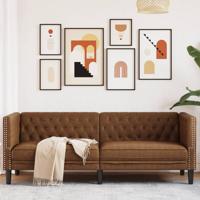 Driezitsbank Chesterfield-stijl kunstsude bruin