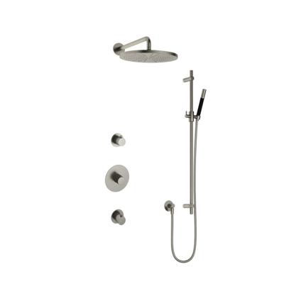 Hotbath Cobber - Inbouw Regendoucheset - Geborsteld Nikkel - 2 Stopkranen - Thermostatisch - Wandarm 38.5 cm - Hoofddouche 300 mm - Staafhanddouche - Glijstang 900 mm - Waterbesparend