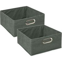 Opbergmand/kastmand - 2x - grijsgroen - linnen - 14 liter - 31 x 31 x 15 cm - Opbergbox - Vakkenkast