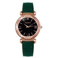Gogoey dames sterrenhemel lederen riem horloge (groen)