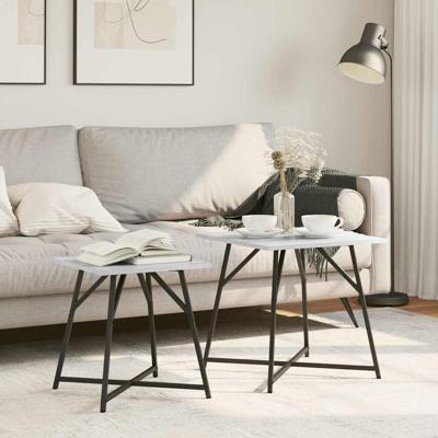 Bijzettafelset 2 pcs Grijs sonoma en Zwart 50 x 50 x 50 cm