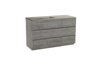 Storke Edge staand badmeubel 130 x 52 cm beton donkergrijs met Diva asymmetrisch linkse wastafel in top solid zijdegrijs