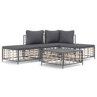 The Living Store Hoekbank Antraciet - Poly Rattan - 72x72x66 cm - Weerbestendig