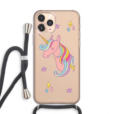 Roze eenhoorn: iPhone 11 Pro Transparant Hoesje met koord