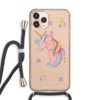 Roze eenhoorn: iPhone 11 Pro Transparant Hoesje met koord