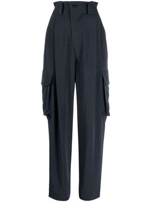 Y's pantalon cargo plissé à taille haute - Bleu