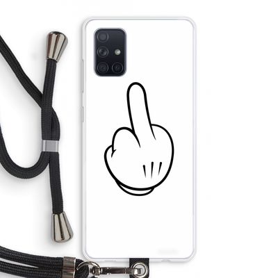 Middle finger white: Samsung Galaxy A71 Transparant Hoesje met koord