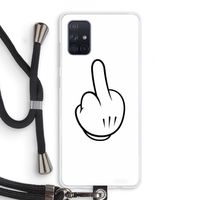 Middle finger white: Samsung Galaxy A71 Transparant Hoesje met koord