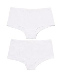HEMA Dames Shorties Stretch Katoen - 2 Stuks Wit (wit)