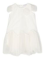 Monnalisa robe en tulle à ornements en cristal - Blanc