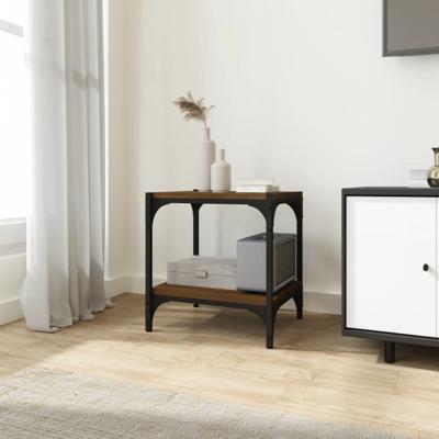 Tv-meubel 40x33x41 cm bewerkt hout en staal bruin eikenkleur