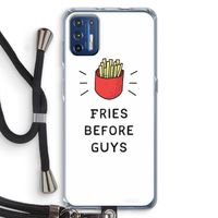 Fries before guys: Motorola Moto G9 Plus Transparant Hoesje met koord