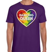 Bellatio Decorations Gay Pride shirt - dancing queen - regenboog - heren - paars 2XL  -