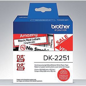 Brother DK-22251 labelprinter-tape Zwart en rood op wit