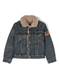 POLO RALPH LAUREN KIDS veste en jean à col en peau lainé artificielle - Bleu