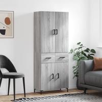 Hoge kast 69,5x34x180 cm bewerkt hout grijs sonoma eikenkleurig