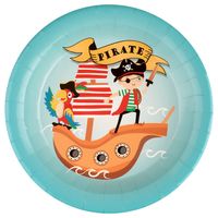 Santex piraten thema feest wegwerpbordjes - 10x stuks - 23 cm - piraat themafeest - Feestbordjes - thumbnail
