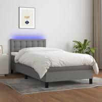 Boxspring met matras en LED stof donkergrijs 90x190 cm