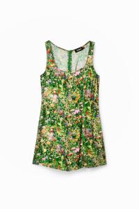 Korte jurk met bloemen - GREEN - S