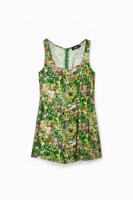 Korte jurk met bloemen - GREEN - S