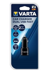 Varta Car Charger Dual USB USB-oplader 30 W Auto, Vrachtwagen Uitgangsstroom (max.) 5400 mA Aantal uitgangen: 2 x USB, USB-C bus