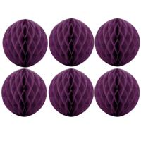 Papieren kerstballen - 6x - aubergine paars - 10 cm - kerstversiering