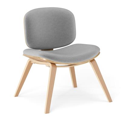 Moderne Accentstoel met Rugleuning en Gestoffeerde Zitting Ruimtebesparende Loungefauteuil Lichtgrijs