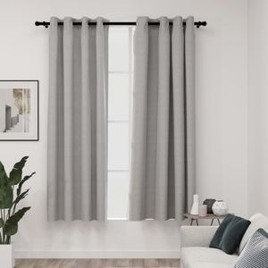 VidaXL Gordijnen linnen-look verduisterend ogen 2 st 140x175 cm grijs