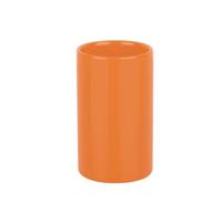 Spirella Badkamer drinkbeker/tandenborstelhouder Sienna - porselein - glans oranje - 7 x 11 cm - Tandenborstelhouders