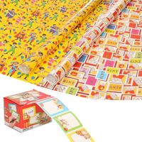 Sinterklaas inpakpapier/cadeaupapier 6x rollen en 50 naam stickers - Cadeaupapier