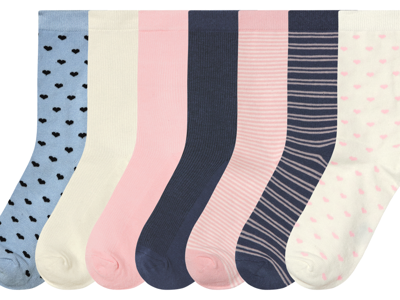 esmara 7 Paar kinder sokken (Blauw/roze/wit, 39-42)