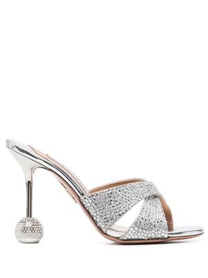 Aquazzura mules Yes Darling 95 mm à ornements en cristal - Argent