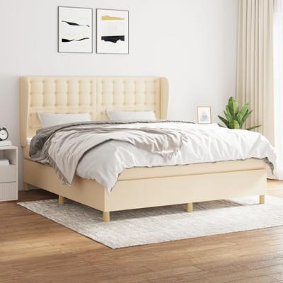 Boxspring met matras stof crèmekleurig 160x200 cm
