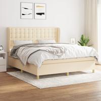 Boxspring met matras stof crèmekleurig 160x200 cm