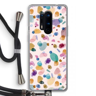 Terrazzo Memphis Pink: OnePlus 8 Pro Transparant Hoesje met koord