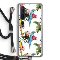 Kleurrijke papegaaien: Xiaomi Mi Note 10 Transparant Hoesje met koord