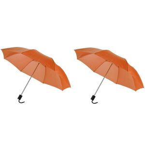 2x Kleine paraplus oranje 93 cm