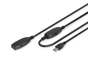 Digitus USB-kabel USB 3.2 Gen1 (USB 3.0 / USB 3.1 Gen1) USB-A stekker, USB-A bus 10.00 m Zwart Afgeschermd, Afgeschermd (dubbel) DA-73105