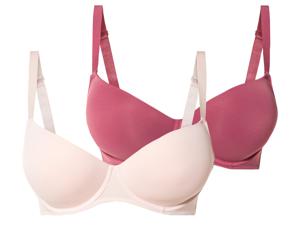 esmara 2 dames beugel bh's (95D, Rood/roze)